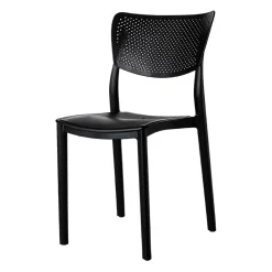 Garnero Arredamenti Sedie Polipropilene-Sedia da pranzo impilabile schienale forato polipropilene Aura Nero