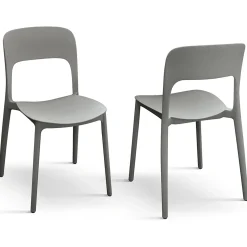 Garnero Arredamenti Sedie Polipropilene-Sedia da pranzo impilabile moderna polipropilene grigia Halyard Grigio
