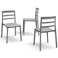 Garnero Arredamenti Sedie Polipropilene-Sedia da pranzo impilabile moderna in polipropilene Nature Grigio