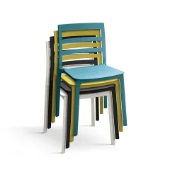 Garnero Arredamenti Sedie Polipropilene-Sedia da pranzo impilabile moderna in polipropilene Nature Grigio