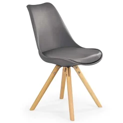 Garnero Arredamenti Sedie Sala Attesa|Sedie Imbottite Ecopelle-Sedia da pranzo in ecopelle design moderno gambe in legno rovere Nives Grigio