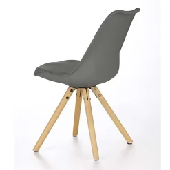 Garnero Arredamenti Sedie Sala Attesa|Sedie Imbottite Ecopelle-Sedia da pranzo in ecopelle design moderno gambe in legno rovere Nives Grigio