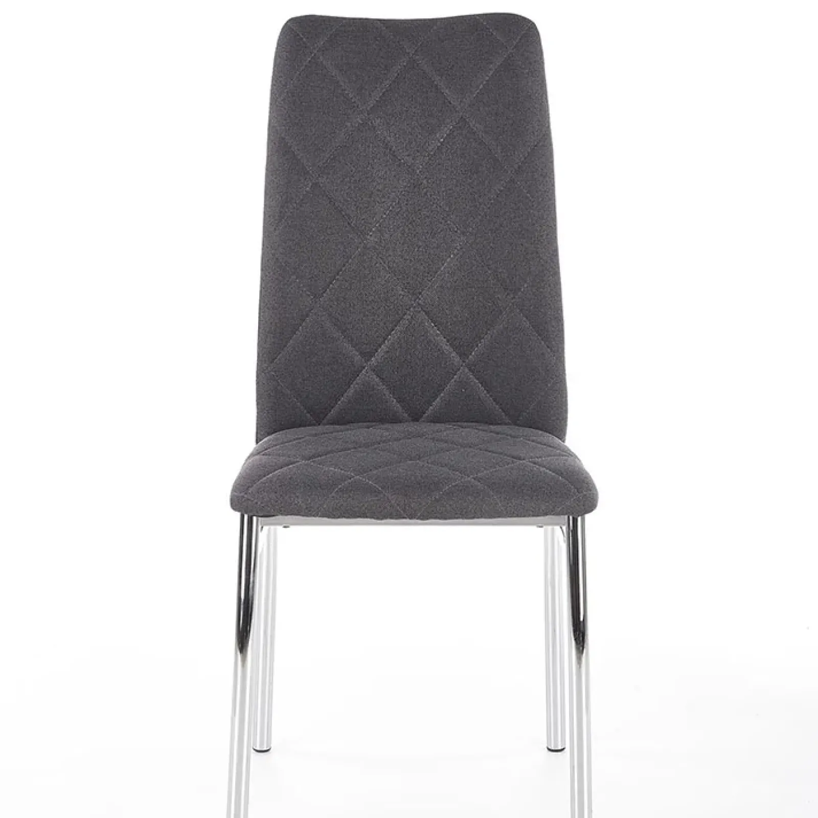 Garnero Arredamenti Sedie In Tessuto-Sedia da pranzo in tessuto scuro con gambe in metallo Amanda Grigio