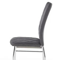 Garnero Arredamenti Sedie In Tessuto-Sedia da pranzo in tessuto scuro con gambe in metallo Amanda Grigio