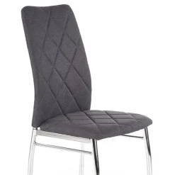 Garnero Arredamenti Sedie In Tessuto-Sedia da pranzo in tessuto scuro con gambe in metallo Amanda Grigio