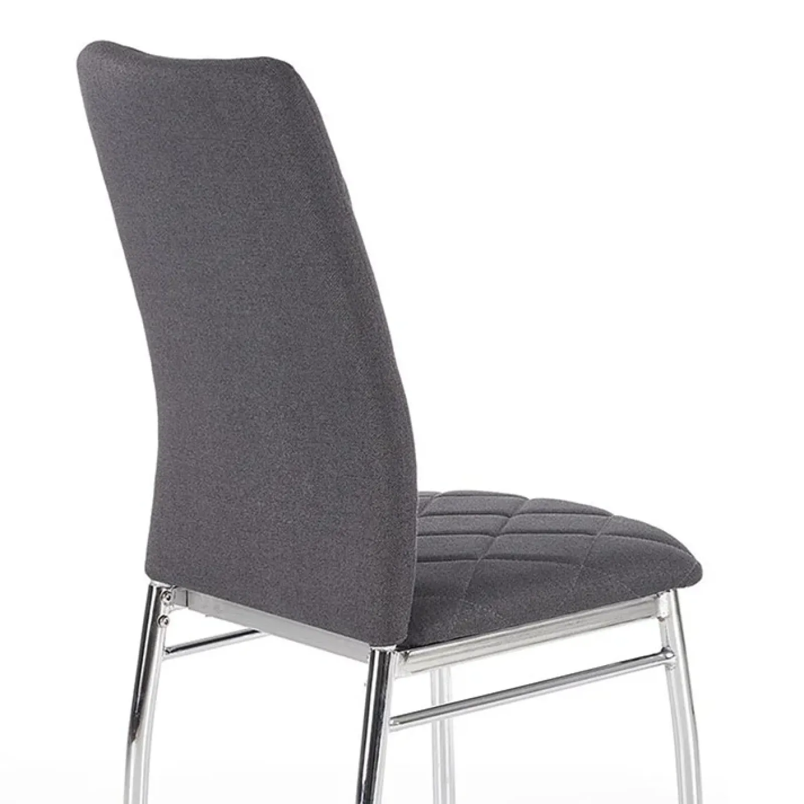 Garnero Arredamenti Sedie In Tessuto-Sedia da pranzo in tessuto scuro con gambe in metallo Amanda Grigio