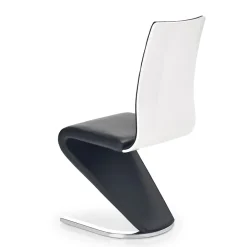 Garnero Arredamenti Sedie Imbottite Ecopelle-Sedia da pranzo moderna in ecopelle nero bianco gamba in acciaio Elina