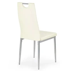 Garnero Arredamenti Sedie Imbottite Ecopelle-Sedia da pranzo moderna in ecopelle avorio con gambe in acciaio Ginevra Gihome® Bianco