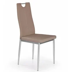 Garnero Arredamenti Sedie Imbottite Ecopelle-Sedia da pranzo moderna in ecopelle con gambe in acciaio Ginevra Gihome® Marrone