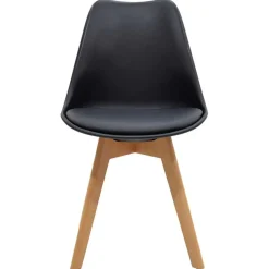 Garnero Arredamenti Sedie Imbottite Ecopelle-Sedia da pranzo stile scandinavo imbottita nero gambe legno Riccia Nero - Rovere