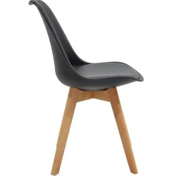 Garnero Arredamenti Sedie Imbottite Ecopelle-Sedia da pranzo stile scandinavo imbottita nero gambe legno Riccia Nero - Rovere