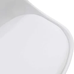 Garnero Arredamenti Sedie Imbottite Ecopelle-Sedia da pranzo stile scandinavo imbottita bianca gambe legno Riccia Bianco - Rovere