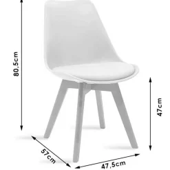Garnero Arredamenti Sedie Imbottite Ecopelle-Sedia da pranzo stile scandinavo imbottita bianca gambe legno Riccia Bianco - Rovere