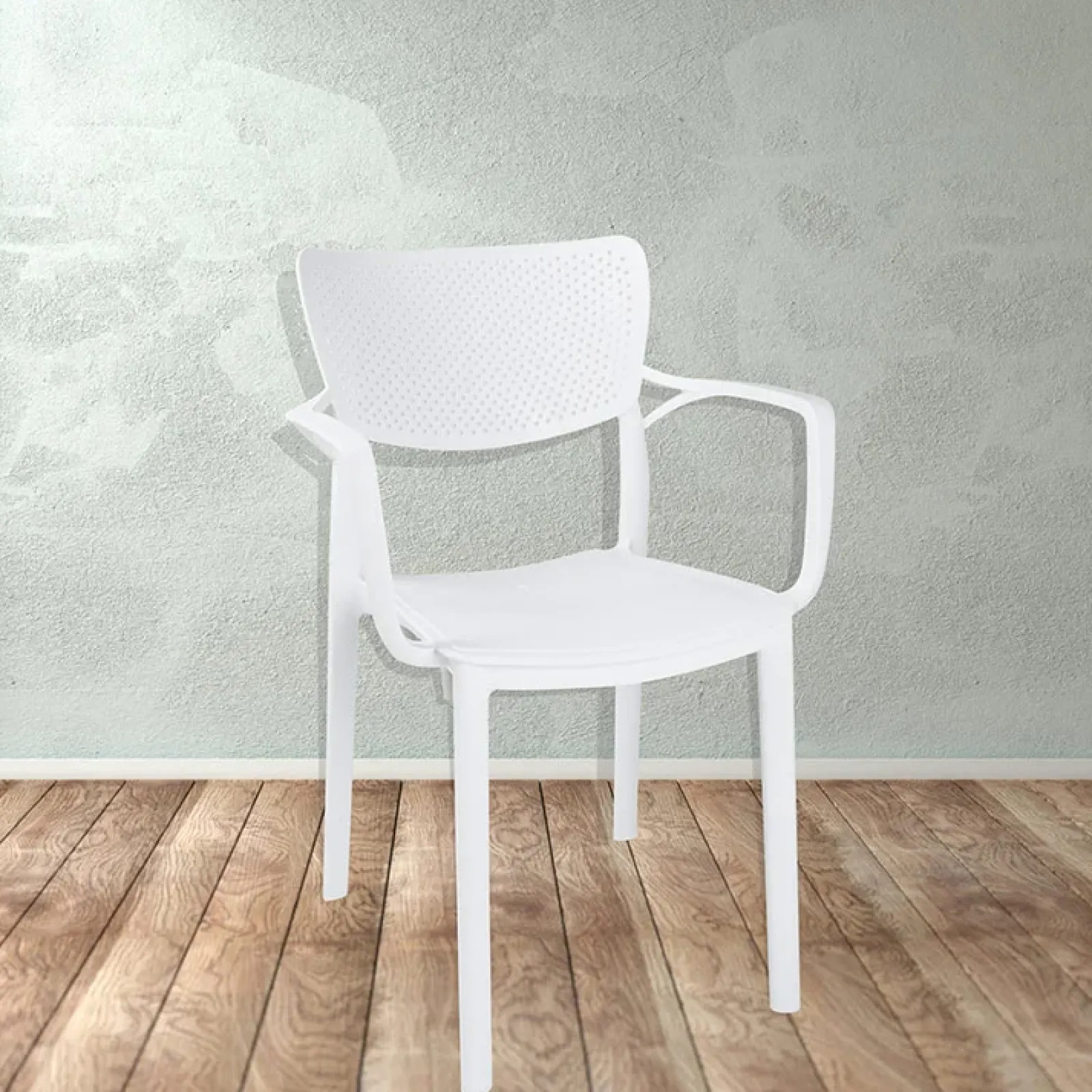 Garnero Arredamenti Sedie Da Giardino|Sedie Polipropilene-Sedia da soggiorno esterno bar dehors polipropilene con braccioli bianco Alba