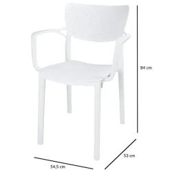 Garnero Arredamenti Sedie Da Giardino|Sedie Polipropilene-Sedia da soggiorno esterno bar dehors polipropilene con braccioli bianco Alba