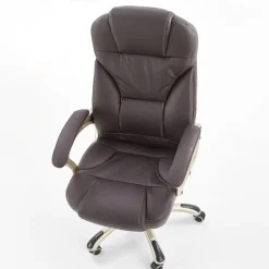 Garnero Arredamenti Sedie Da Ufficio|Sedie Scrivania Ufficio-Sedia da ufficio classica in ecopelle marrone ottone Eclipse