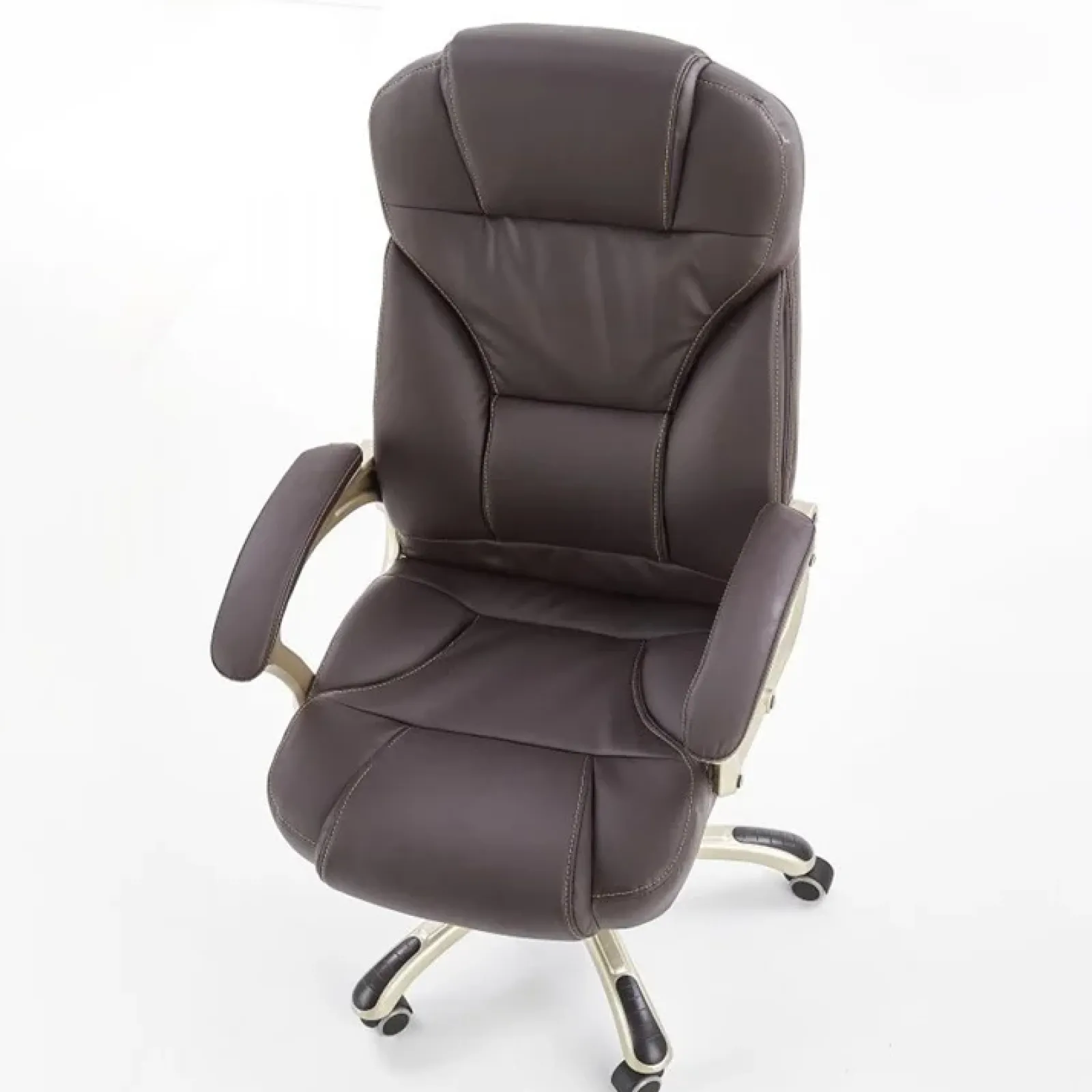 Garnero Arredamenti Sedie Da Ufficio|Sedie Scrivania Ufficio-Sedia da ufficio classica in ecopelle marrone ottone Eclipse