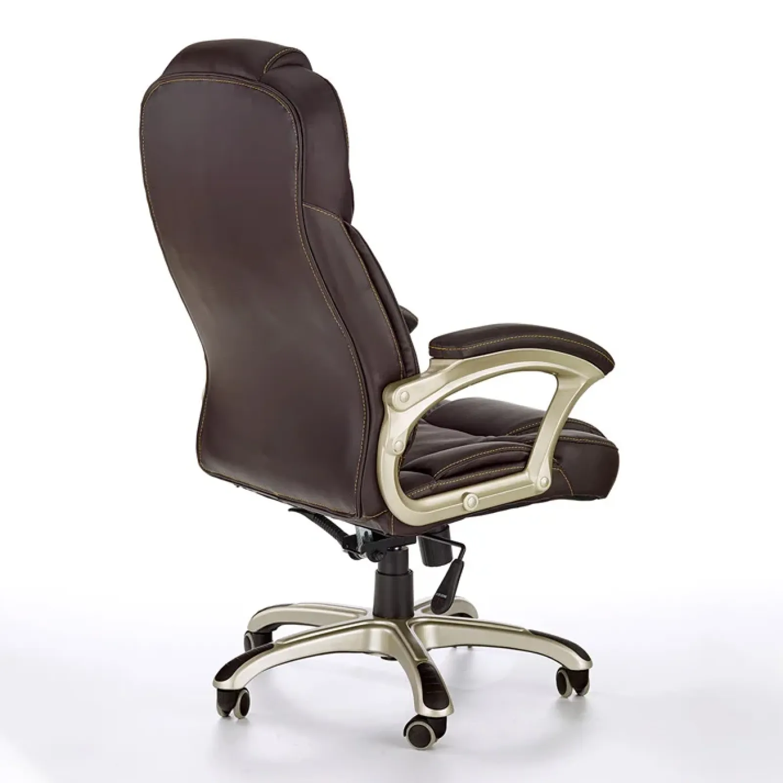 Garnero Arredamenti Sedie Da Ufficio|Sedie Scrivania Ufficio-Sedia da ufficio classica in ecopelle marrone ottone Eclipse