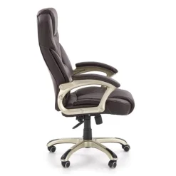 Garnero Arredamenti Sedie Da Ufficio|Sedie Scrivania Ufficio-Sedia da ufficio classica in ecopelle marrone ottone Eclipse