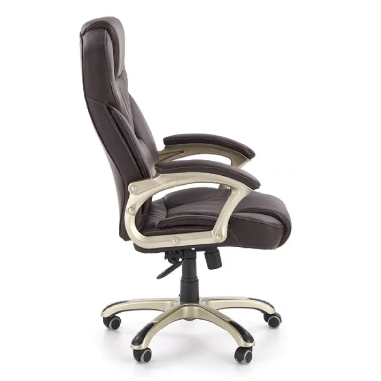 Garnero Arredamenti Sedie Da Ufficio|Sedie Scrivania Ufficio-Sedia da ufficio classica in ecopelle marrone ottone Eclipse