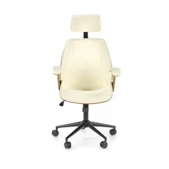 Garnero Arredamenti Sedie Da Ufficio|Sedie Scrivania Ufficio-Sedia da ufficio con braccioli in ecopelle noce panna Ilda Noce - Bianco