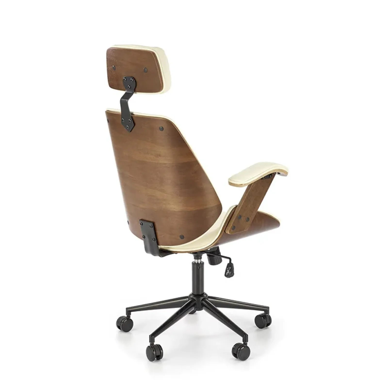 Garnero Arredamenti Sedie Da Ufficio|Sedie Scrivania Ufficio-Sedia da ufficio con braccioli in ecopelle noce panna Ilda Noce - Bianco