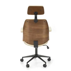 Garnero Arredamenti Sedie Da Ufficio|Sedie Scrivania Ufficio-Sedia da ufficio con braccioli in ecopelle noce panna Ilda Noce - Bianco