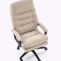 Garnero Arredamenti Sedie Da Ufficio|Sedie Scrivania Ufficio-Sedia da ufficio con braccioli e ruote regolabile imbottita in Marilu Ecopelle Beige