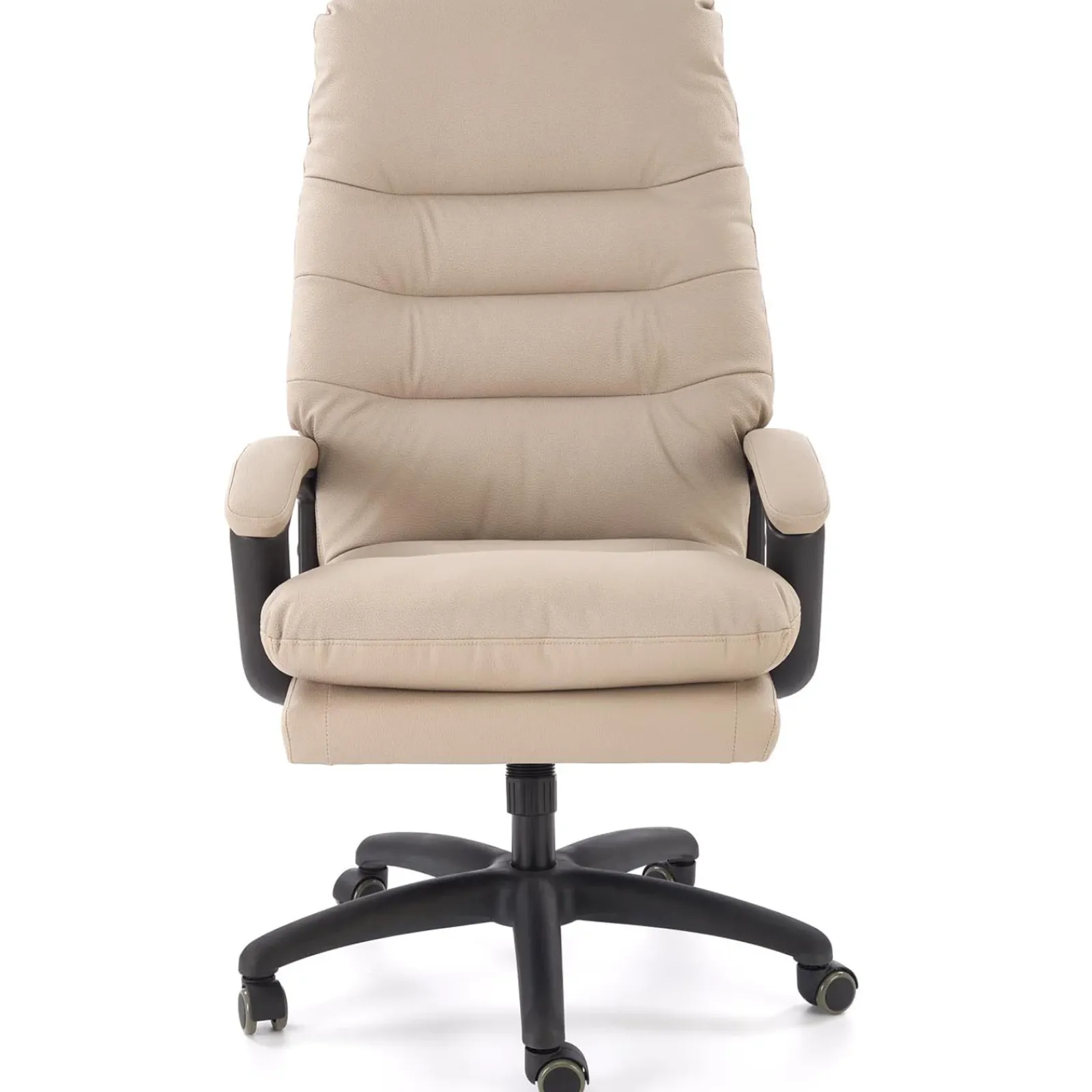 Garnero Arredamenti Sedie Da Ufficio|Sedie Scrivania Ufficio-Sedia da ufficio con braccioli e ruote regolabile imbottita in Marilu Ecopelle Beige