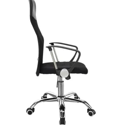 Garnero Arredamenti Sedie Da Ufficio|Sedie Scrivania Ufficio-Sedia da ufficio con braccioli e rotelle girevoli tessuto nero Essen