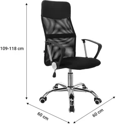 Garnero Arredamenti Sedie Da Ufficio|Sedie Scrivania Ufficio-Sedia da ufficio con braccioli e rotelle girevoli tessuto nero Essen
