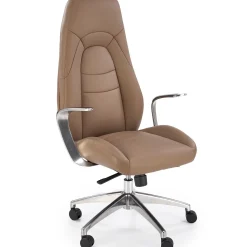 Garnero Arredamenti Sedie Da Ufficio|Sedie Scrivania Ufficio-Sedia da ufficio con ruote e braccioli imbottita in ecopelle marrone Pisottella