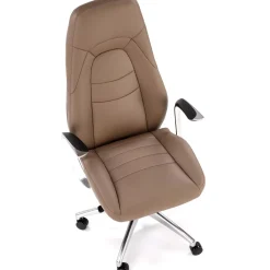 Garnero Arredamenti Sedie Da Ufficio|Sedie Scrivania Ufficio-Sedia da ufficio con ruote e braccioli imbottita in ecopelle marrone Pisottella