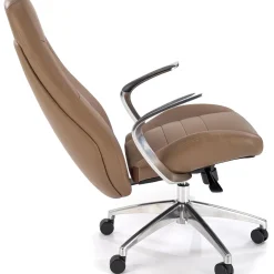 Garnero Arredamenti Sedie Da Ufficio|Sedie Scrivania Ufficio-Sedia da ufficio con ruote e braccioli imbottita in ecopelle marrone Pisottella