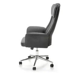 Garnero Arredamenti Sedie Da Ufficio|Sedie Scrivania Ufficio-Sedia da ufficio con ruote in tessuto e ecopelle grafite nero Triana