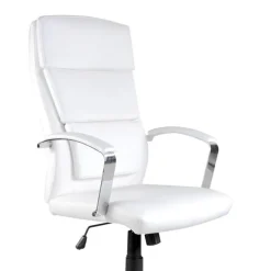 Garnero Arredamenti Sedie Da Ufficio|Sedie Scrivania Ufficio-Sedia da ufficio design con ruote in ecopelle bianco Cascada