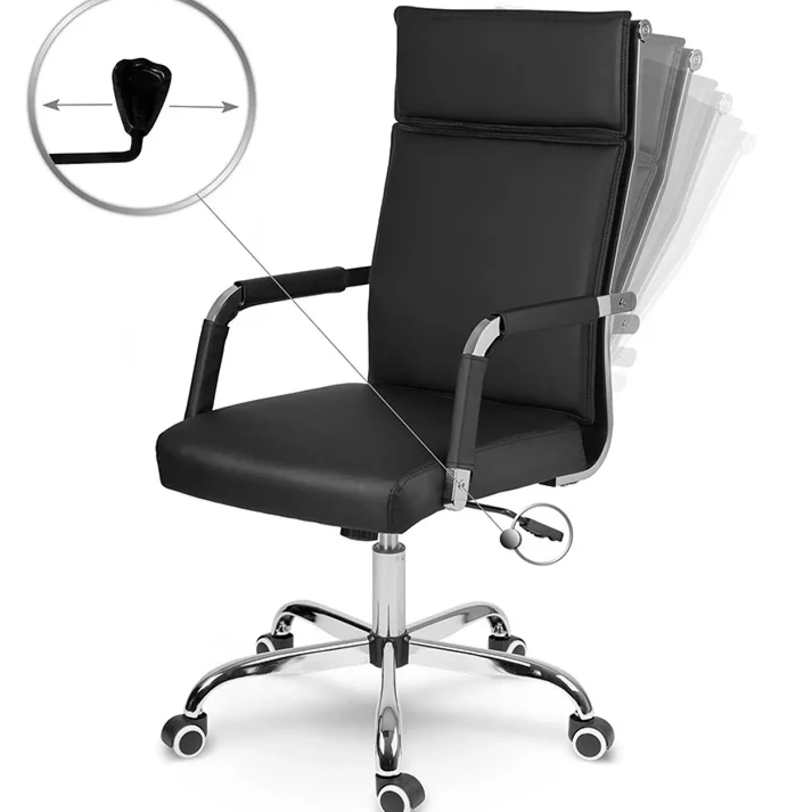 Garnero Arredamenti Sedie Da Ufficio|Sedie Scrivania Ufficio-Sedia da ufficio design moderno con ruote nera Workisy