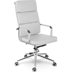 Garnero Arredamenti Sedie Da Ufficio|Sedie Scrivania Ufficio-Sedia da ufficio ecopelle design moderno con ruote bianca Officepro