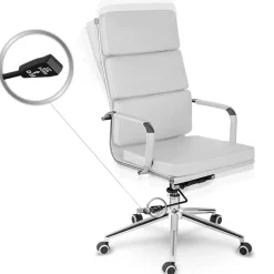 Garnero Arredamenti Sedie Da Ufficio|Sedie Scrivania Ufficio-Sedia da ufficio ecopelle design moderno con ruote bianca Officepro