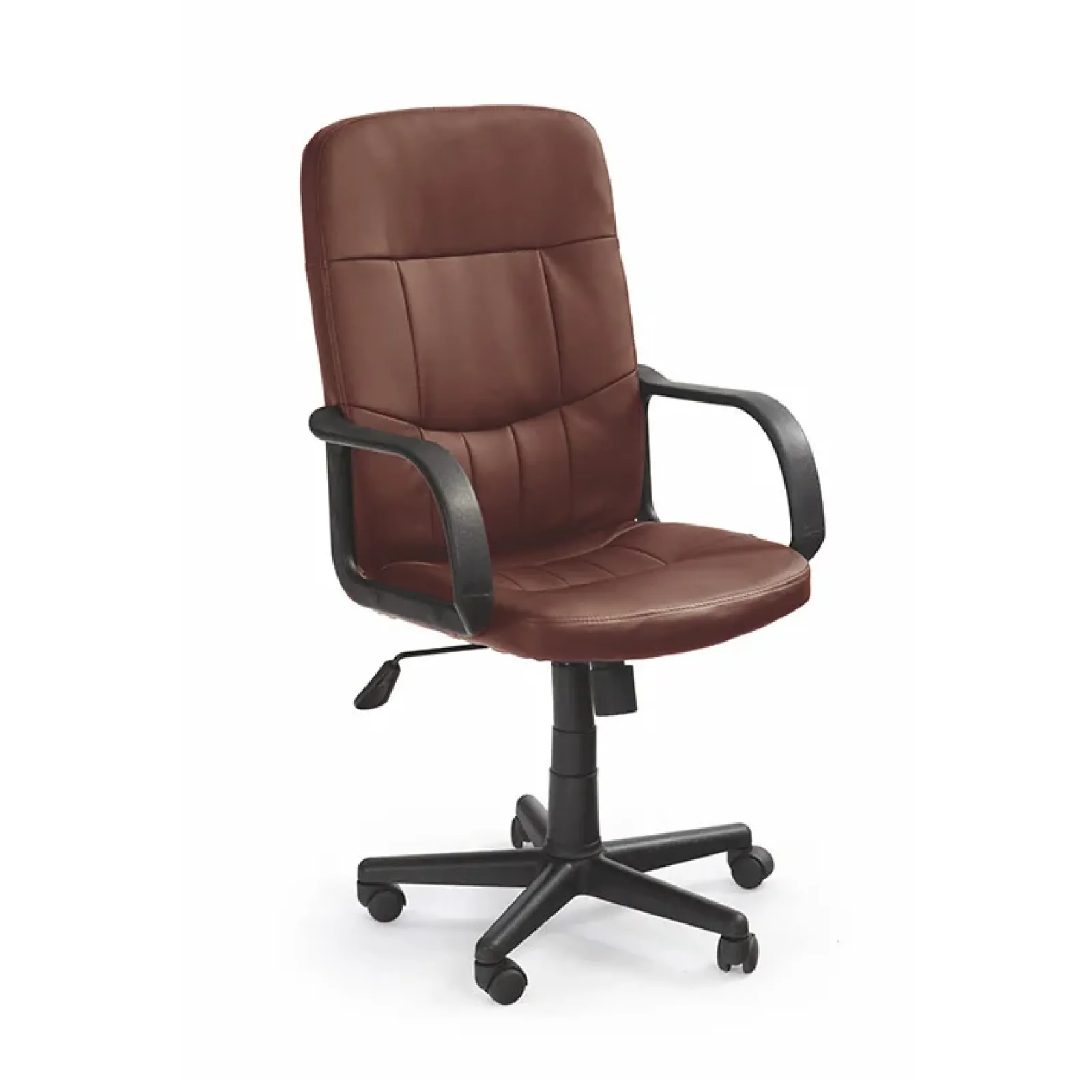 Garnero Arredamenti Sedie Da Ufficio|Sedie Scrivania Ufficio-Sedia da ufficio girevole con braccioli in ecopelle marrone Ayaka