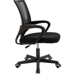 Garnero Arredamenti Sedie Da Ufficio|Sedie Scrivania Ufficio-Sedia da ufficio imbottita in tessuto con ruote e struttura nera Mesh