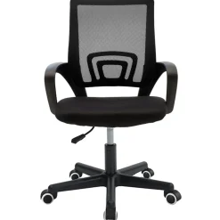 Garnero Arredamenti Sedie Da Ufficio|Sedie Scrivania Ufficio-Sedia da ufficio imbottita in tessuto con ruote e struttura nera Mesh