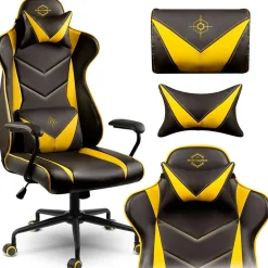 Garnero Arredamenti Sedie Da Ufficio|Sedie Scrivania Ufficio-Sedia gaming regolabile con ruote in ecopelle nera giallo Game Nero - Giallo