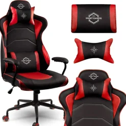 Garnero Arredamenti Sedie Da Ufficio|Sedie Scrivania Ufficio-Sedia gaming regolabile con ruote in ecopelle nera rosso Game Nero - Rosso