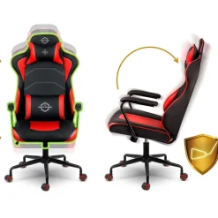 Garnero Arredamenti Sedie Da Ufficio|Sedie Scrivania Ufficio-Sedia gaming regolabile con ruote in ecopelle nera rosso Game Nero - Rosso