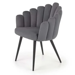 Garnero Arredamenti Sedie In Tessuto-Sedia imbottita design moderno in velluto Alessia Grigio