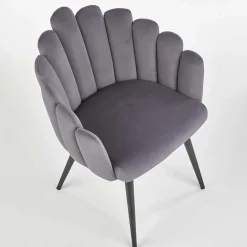 Garnero Arredamenti Sedie In Tessuto-Sedia imbottita design moderno in velluto Alessia Grigio