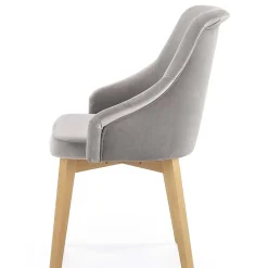 Garnero Arredamenti Sedie In Tessuto-Sedia imbottita in tessuto grigio chiaro rovere miele Belen