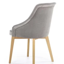 Garnero Arredamenti Sedie In Tessuto-Sedia imbottita in tessuto grigio chiaro rovere miele Belen