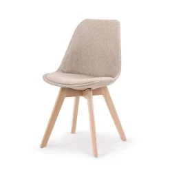 Garnero Arredamenti Sedie Sala Attesa|Sedie In Tessuto-Sedia imbottita in tessuto con gambe in legno beige rovere Colette Rovere - Beige